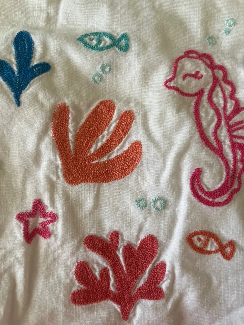 Gymboree White Tank with Teal Coral Embroidery & Coral Patterned Shorts